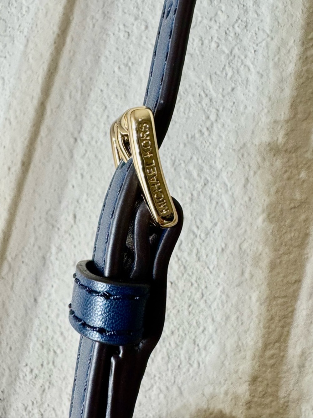 Michael Kors Freya Navy Blue Pebbled Leather Satchel with Detachable Strap - Picture 11 of 12